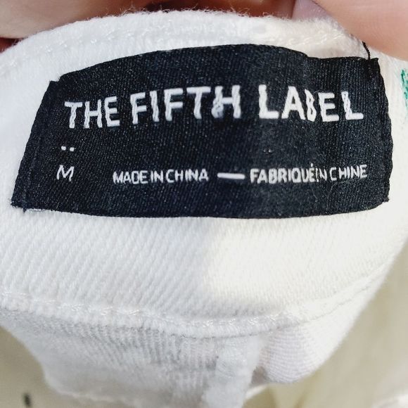 4x$25 The Fifth label white bone denim high waist jeans wave hem embroidered med - Picture 7 of 12